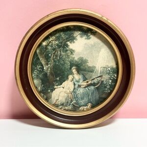 Vintage Victorian round framed wall art